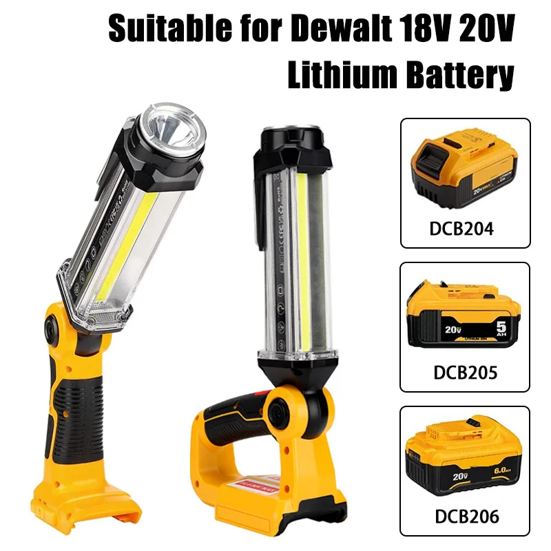 For Dewalt 14.4V-20V LED Work Light Flashlight Handheld Lanterns Camping Lamp 2000 Lumen Tool Lamp for Dewalt DCB200 DCB204