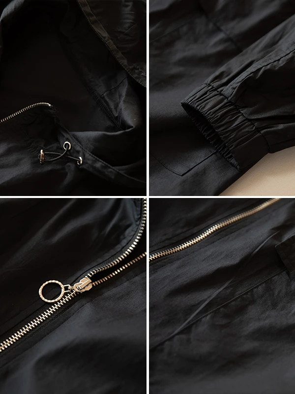 

Повседневное пальто-ветровка большого размера в Корейском стиле с длинным светом на молнии средней длины с капюшоном, модное универсальное