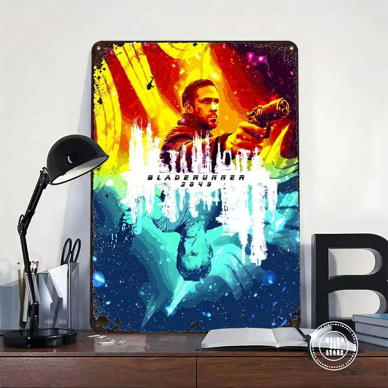 Blade Runner 2049 3D Printed Texture Poster Personalized Wall Art Retro Metal Tin Signs for Bedroom Decorations House Decor Room