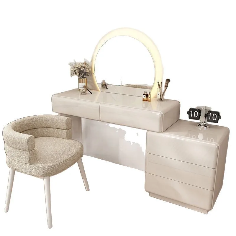 

Painted solid wood dresser bedroom modern light luxury makeup table 2025 new chest integrated ins style