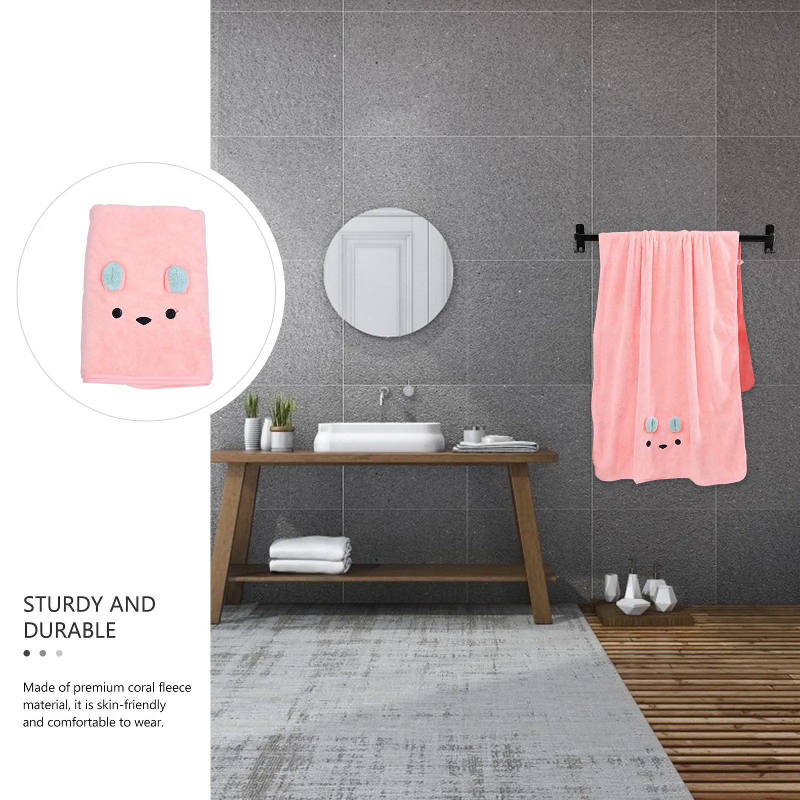 

1Pcs Absorbent Bath Towel Large Soft Comfortable Cartoon Animal Design Breathable Home Shower Travel Use Cartoon Bath Towel
