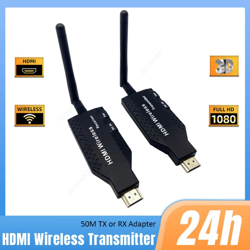 

50M Wireless Transmission Video Transmitter Receiver HDMI-compatible Extender Display Adapter Screen Mirror for Camera PC To TV
