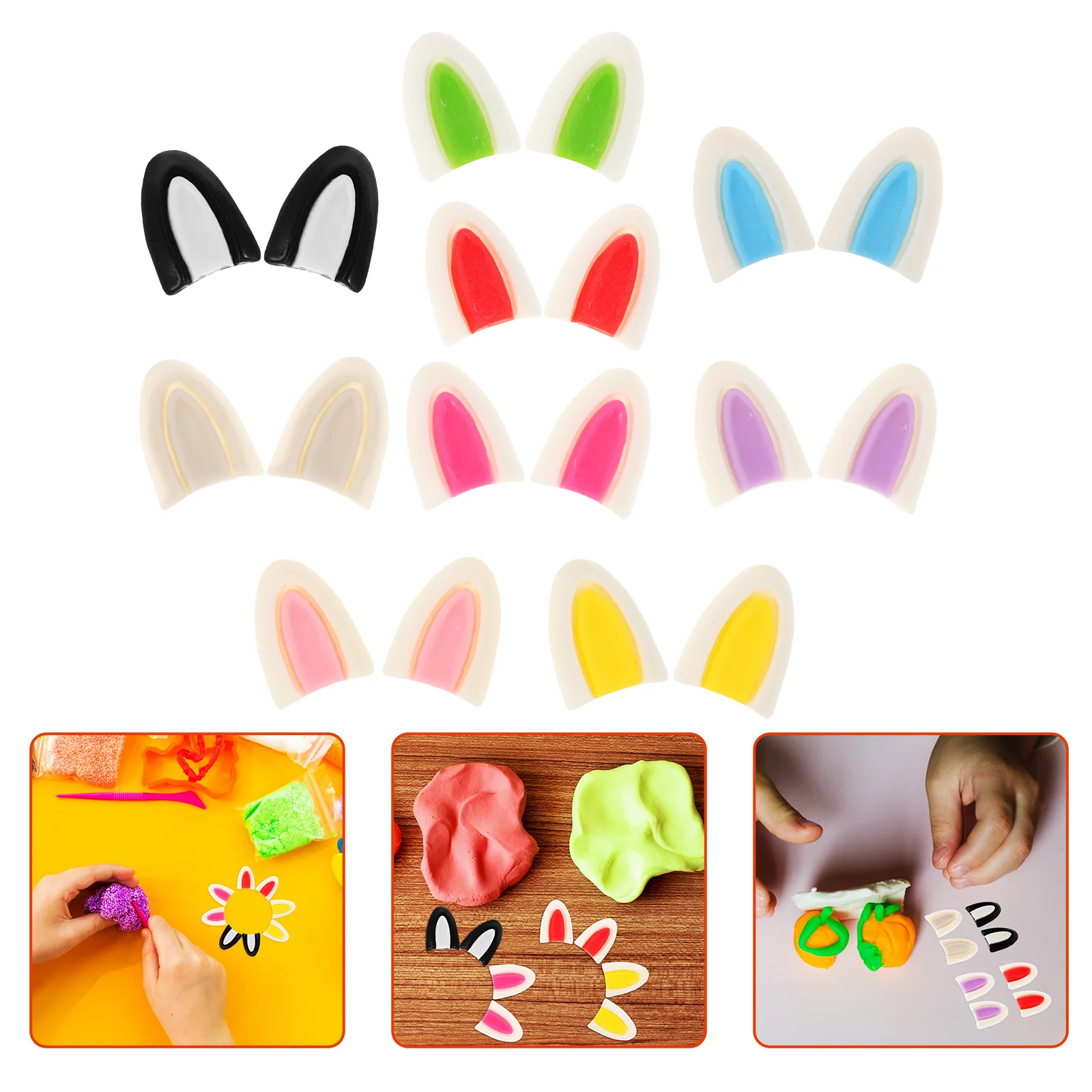 9 Pairs Ear Accessories Easter Charm Bunny Ears Hair Clips Cat Charms for Jewelry Making Bracelets Animal Resin Crafts