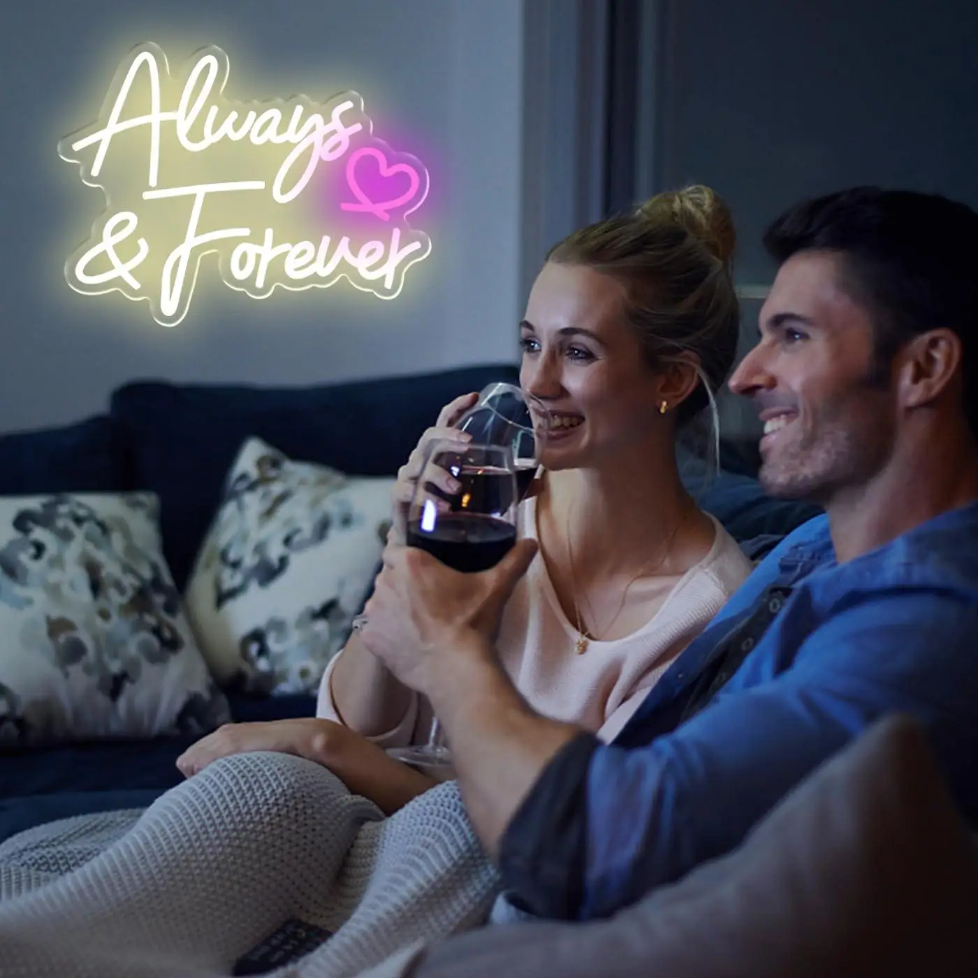 Always & Forever Neon Sign USB Dimmable LED Lights for Bedroom Proposal Anniversary Wedding Christmas Wall Decoration Gifts