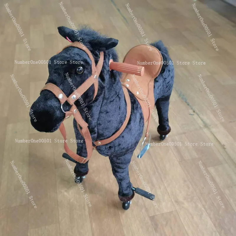 

Factory Direct Large Kids Horse Ride On Wooden Rocking Horse Kindergarten Playground Custom