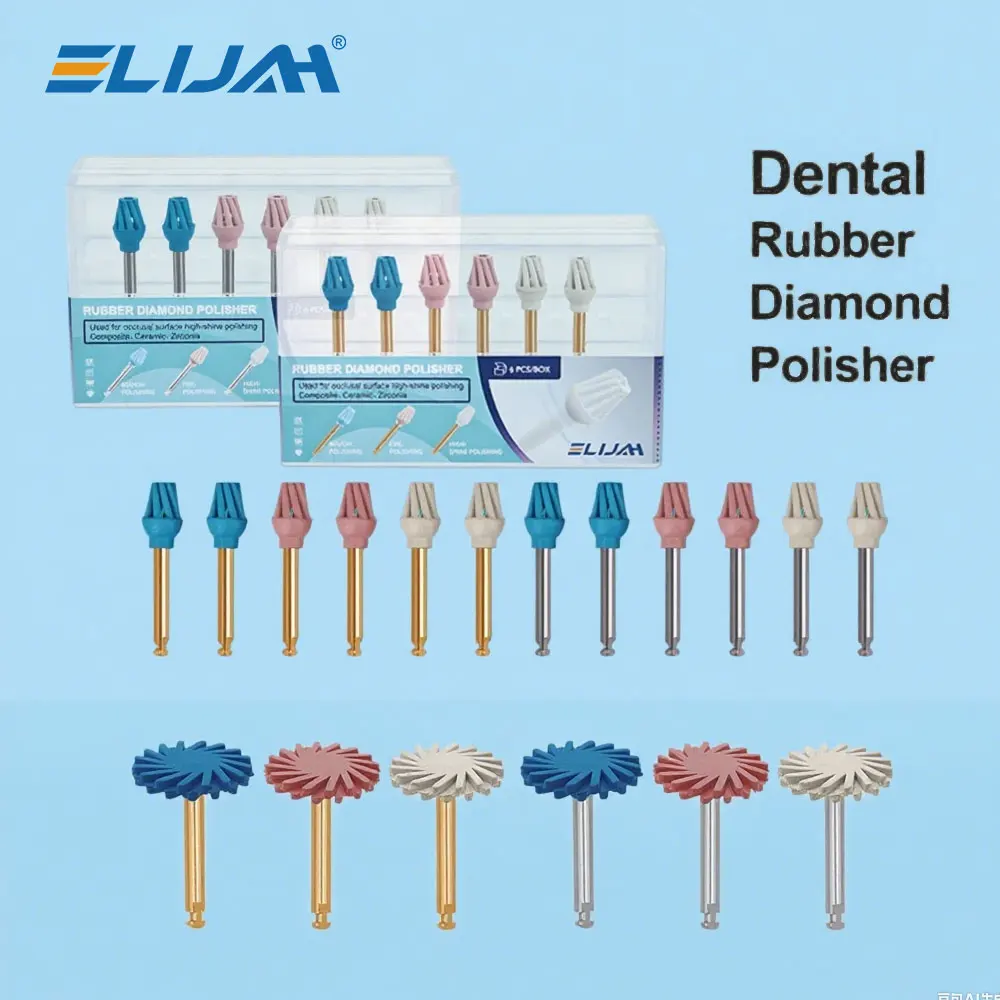 

ELIJAH 6Pcs/Box Dental Rubber Polisher Composite Resin Polishing Diamond System Polishing Wheel Spiral Flex Dentistry Materials