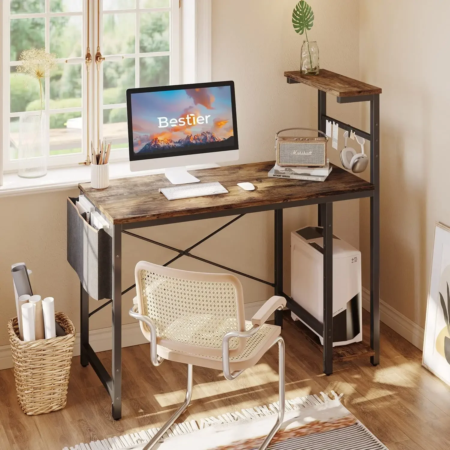 

-Space Saving Modern Simple Office Shelves Study Computer Table Desk