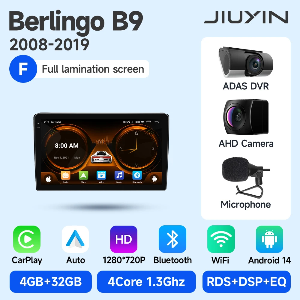 JIUYIN Voor Citroen Berlingo B9 Peugeot Partner 2008-2019 Auto Radio Multimedia Navigatie 2din Android Autoradio CarPlay Stereo
