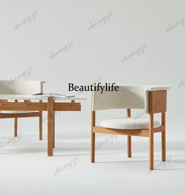 A4567 Solid wood teak designer high sense retro medieval Nordic wabi style tea dining chair