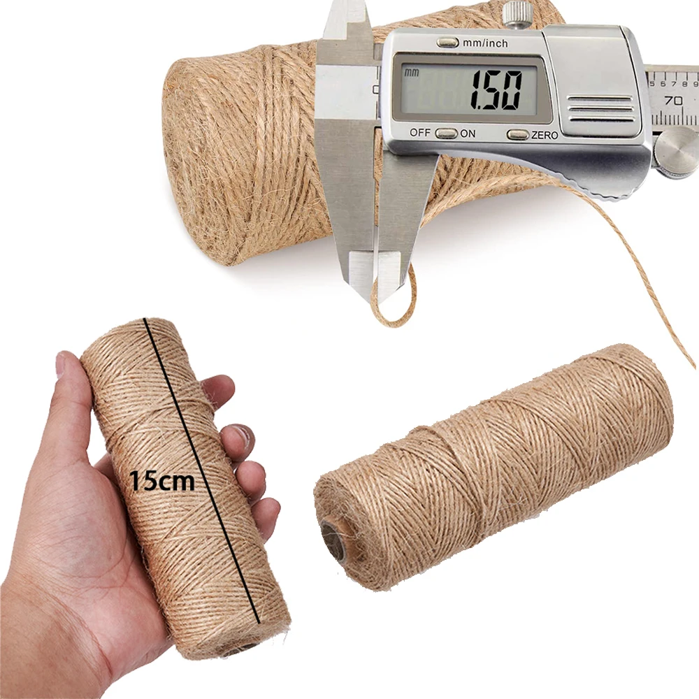 Natural Jute Twine String, 328 Feet 100 Meters Ribbon Hemp Twine for Arts Crafts Gift Gardening Wrapping Durable Packing String