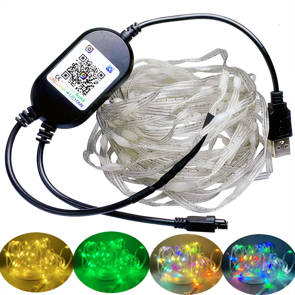 

WS2812B LED String Light USB 5V Smart Bluetooth Dream Color Decoration Lights Addressable Individually Christmas String Light
