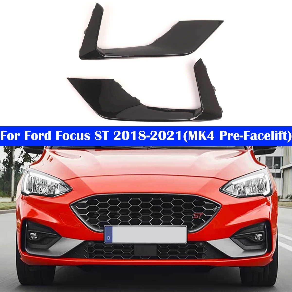 

2Pcs Left&Right Car Front Bumper Lower Chrome Trim 2371128 KX7B-15B247-S1A5JN6 For Ford Focus ST18-21 MK4 Pre-Facelift