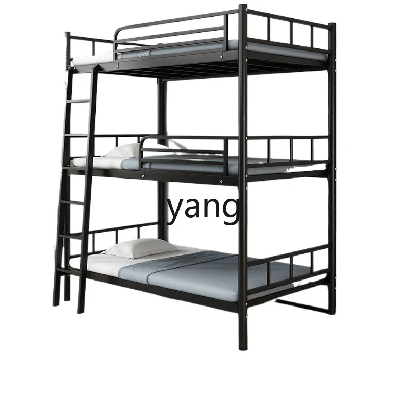 LH wrought iron bunk upper and lower bunk triple bed iron bed student staff dormitory third floor upper middle and lower bunk