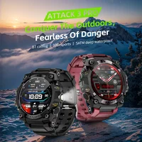 LOKMAT nuevo ataque 3 PRO reloj inteligente resistente llamadas Bluetooth rastreador de Fitness linterna mensaje Push Monitor de ritmo cardíaco para teléfono