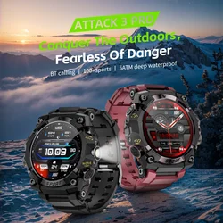 LOKMAT New ATTACK 3 PRO Rugged Smart Watch Bluetooth Calls Fitness Tracker Flashlight Message Push Heart Rate Monitor for Phone