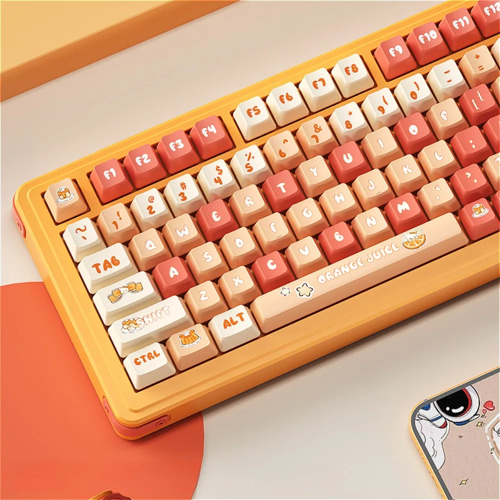 Orange soda, small full set, cherry, keyboard keycaps, custom keycaps, cartoons, cute keycaps, mechanical keyboard accessories