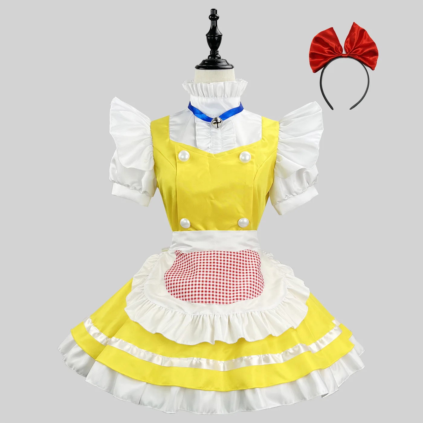 

princess lolita suit dress anime bow tie cosplay costume Halloween party maid uniform servant women yellow dress suit