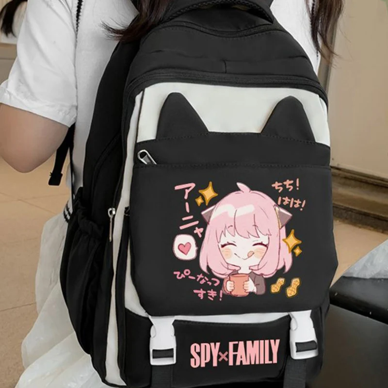 Breathable mesh, 30×44×13cm Black Brown, Spy x Family, Student Kids Teens School Bags, Large Capacity Anime Backpacks Girls Boys