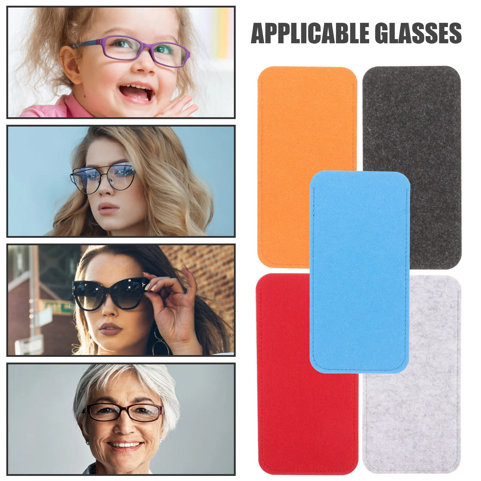 

5Pcs Felt Glasses Pouch Soft Eyeglass Case for Women Sunglass Holder Reusable Reading Glasses Pouch Protection Sleeve