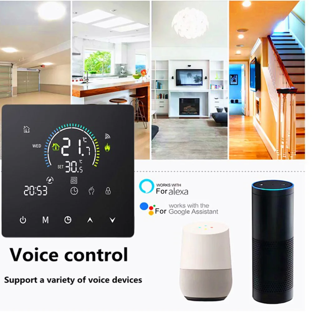 

Smart 25 Amp Electric Floor Heating Thermostat 5000W Load with WiFi Connectivity for Remote Control via For Tuya Smart Devices