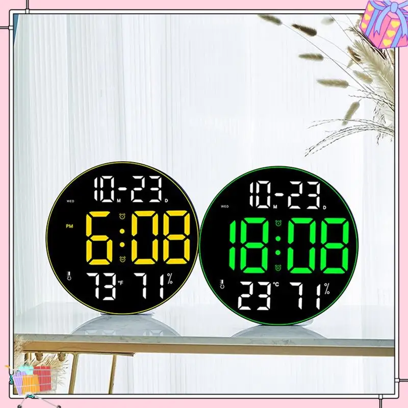

A77T-Ambient Light 12 Inch Big Screen Multifunction Clock Led Wall Clock Durable Magenta Color
