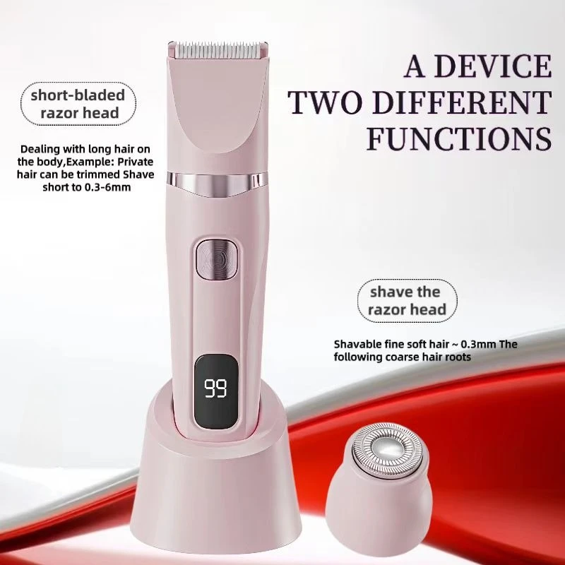USB Charged Wireless Bikini Trimmer, Women Body Grooming Shaver, LED Screen
