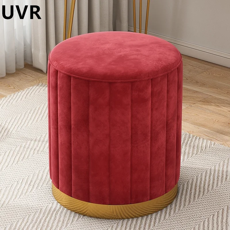 

UVR Nordic Velvet Modern Simple Storage Vanity Stool Light Luxury Living Room Tea Table Round Stool Comfortable and Soft