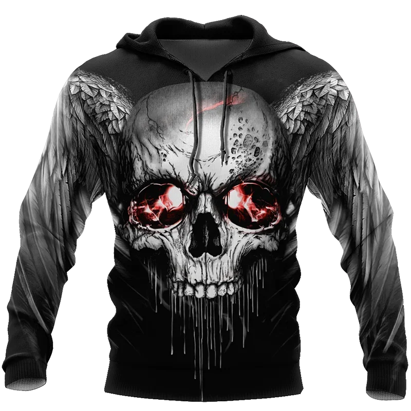 Men's Hoodies 3D Print Skull Graphic Men Clothing Autumn 3D Full Print Long-sleeve Tops Casual Streetwear Oversized Hooded