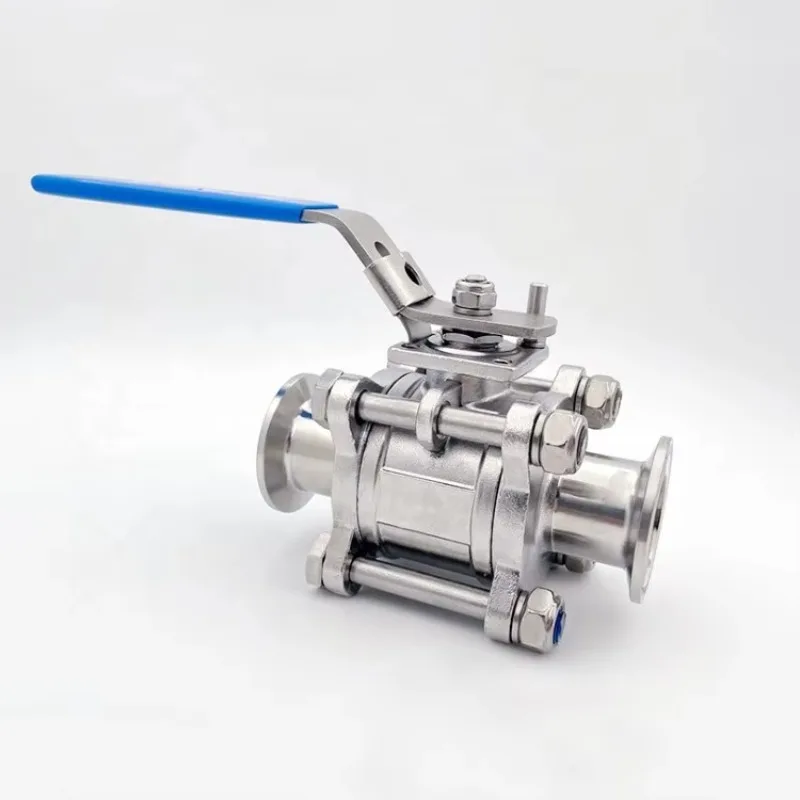 304Stainless Steel 1.5 Inch 2 Way 3PC Ball Valves Clamped Ends Straight Through Quick Connect Ball Valve