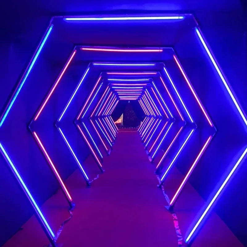 Wedding Party Entrance Decoration Neon Walkway Cus tom RGB Light Emitting Diode Light Tunnel with Glow Effect