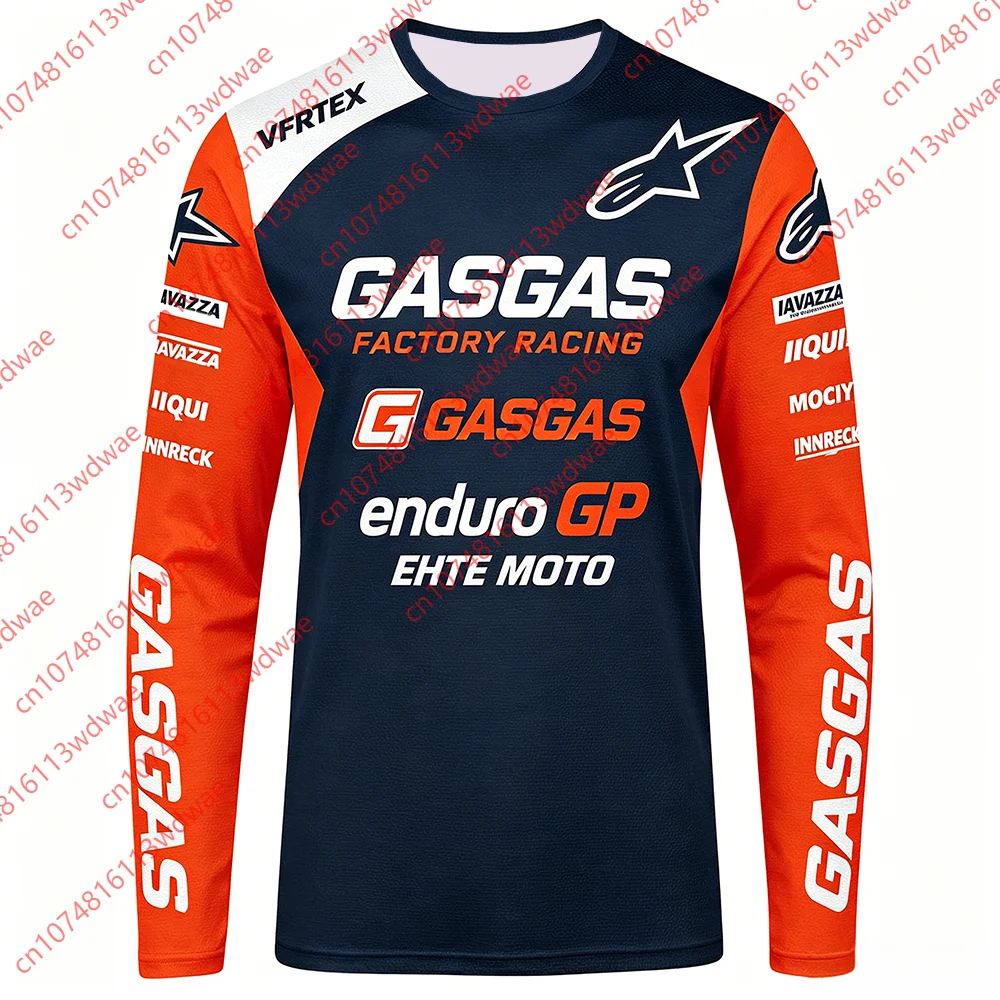 GASGAS Racing Enduro GP Motocross-Trikot, schnell trocknend, atmungsaktiv, langärmelig, MX-Offroad-Oberteil, Outdoor-Sport, Herren-Radsportanzug
