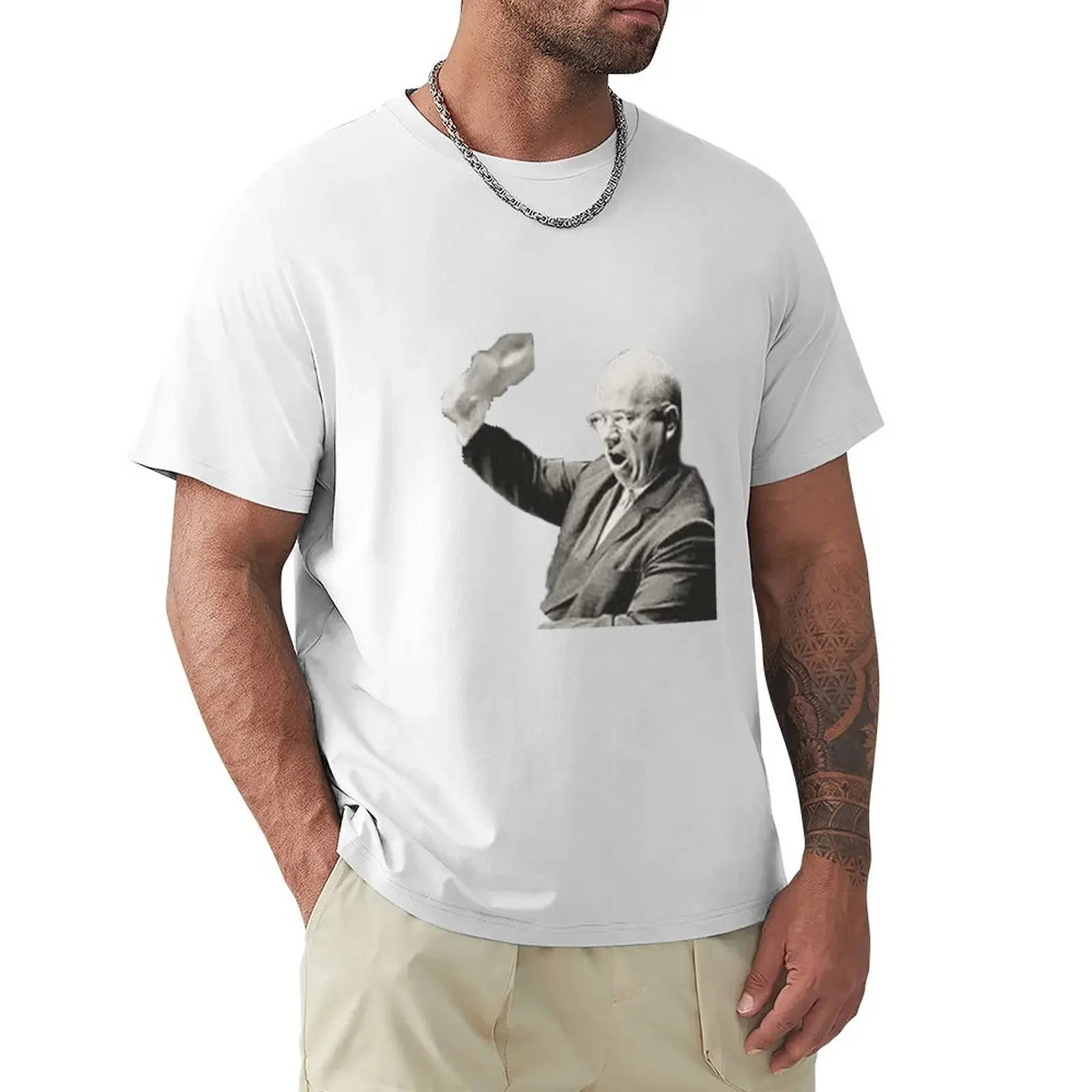 Nikita Khrushchev shoe banging T-Shirt Blouse anime stuff mens t shirts top quality