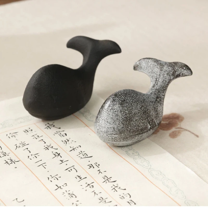 Vintage Black Carp Paperweight Chinese Calligraphy Painting Style Multifunctional Writing Brush Holder Pen Rack Desk Ornament