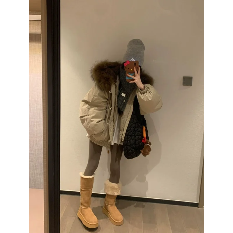 Hooded Jacket Solid Color Flock Button Long Sleeve Cardigan Fashionable Casual Top