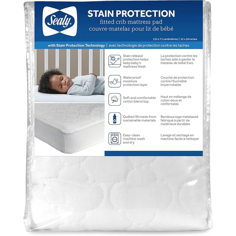 

Stain Protection Waterproof Crib Mattress Protector Co er, Fitted Toddler Bed Pad, Protecti e Sheet for Boys and Girls Bedding,