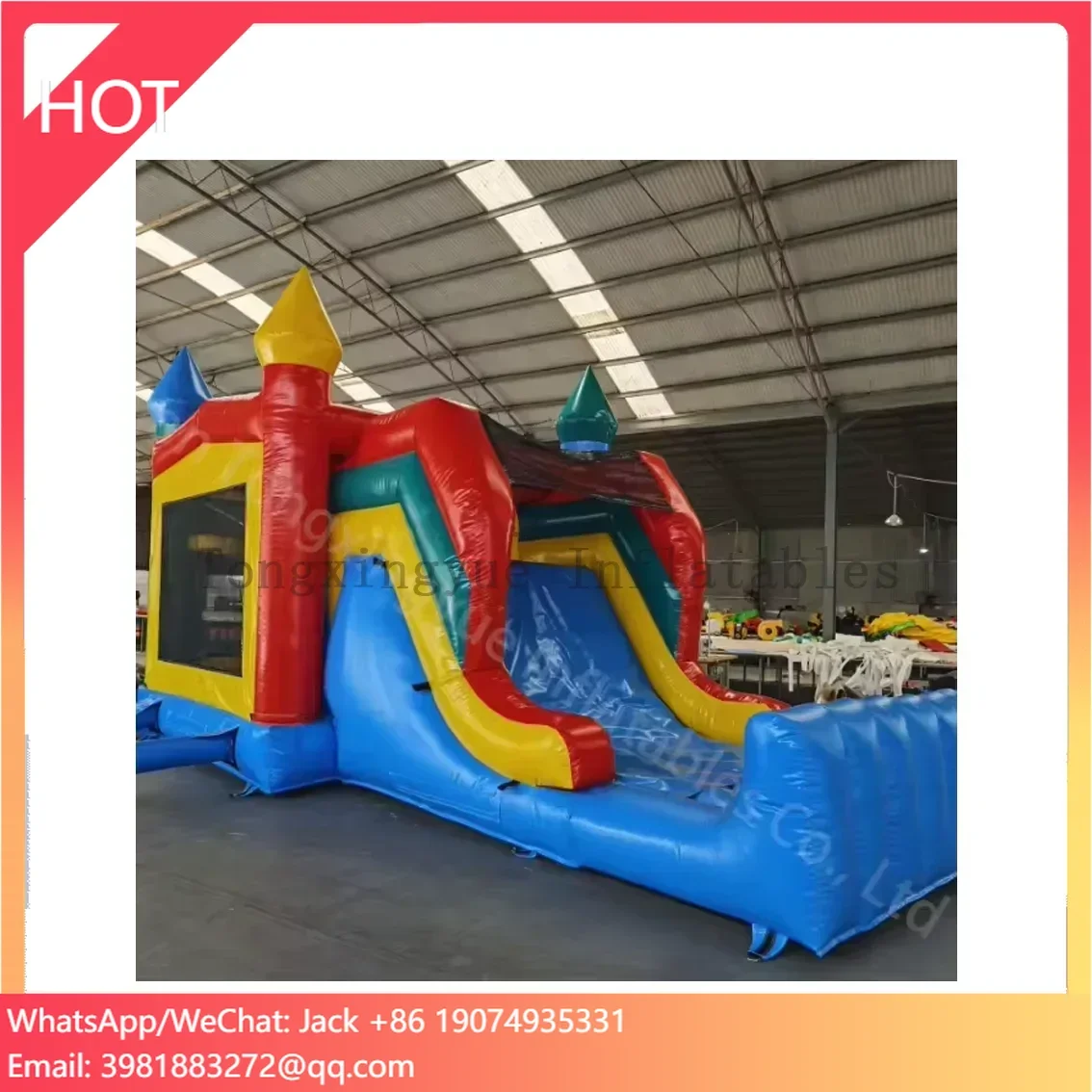 

Commercial Inflatable Moon Walk Bounce House PVC Jumping Castle with Blower Slide and Repair Accessory Set for Outdoor Play