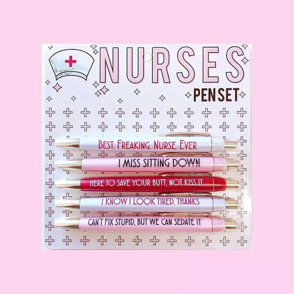 

5Pcs For Nurses Doctors Valentine's Day Nursing Pens Ballpoint Pen Funny Nurses Pens Set Black Ink Fun Pens