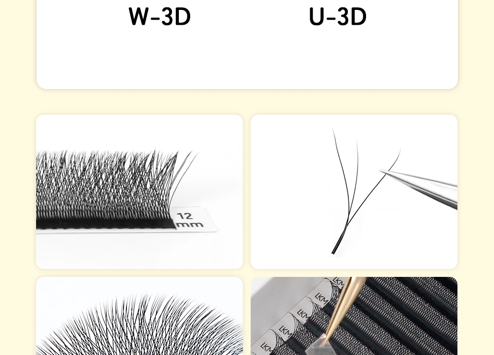 LUKATME 3D W-Form Wimpernverlängerungen, vorgefertigte Fächer, natürliche Wimpern U3D Clusters C/D Curl, Easy Fan Wimpern 8-15mm für Salon und Anfänger – Detail 4