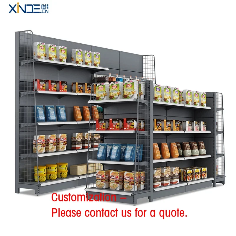 custom.XINDE Light Duty Supermarket Iron Wire Shelving Gondola Shelves Single Display Stand & Rack Light & Heavy Items