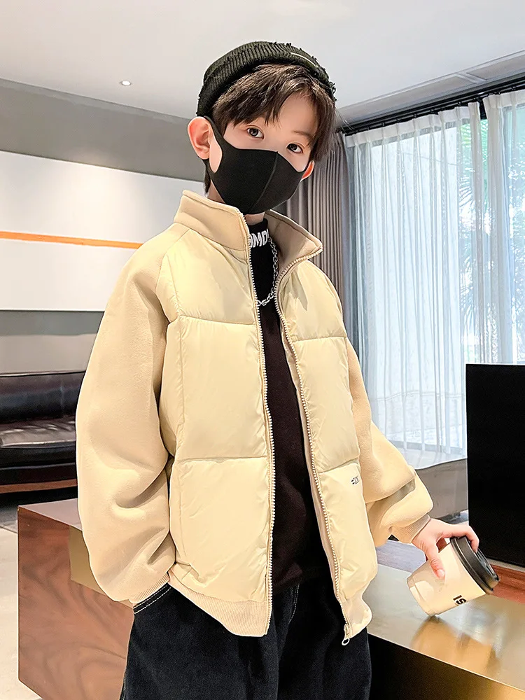 Boys' Down Padded Jacket CUHK Winter Short Padded Jacket School Uniform Artifact Children's Padded Jacket