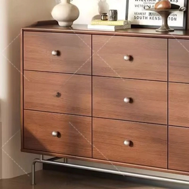 Walnut bucket cabinet, retro solid wood storage cabinet small apartment, multi-functional c