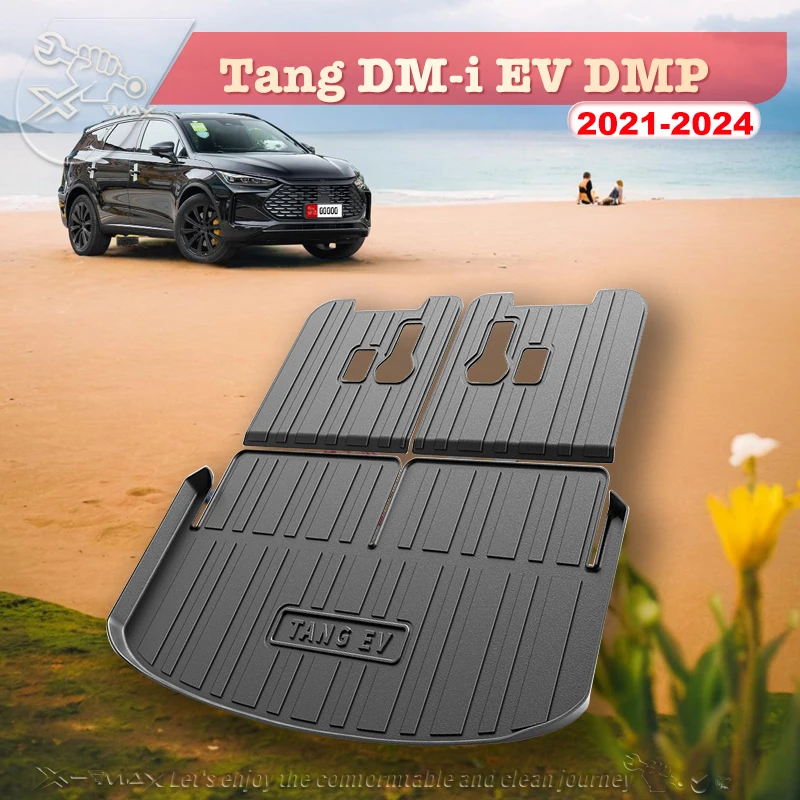 

For BYD Tang DM-i EV DMP 2021-2024 Fit Car Trunk Mat All Season Black Cargo Mat 3D Shaped Laser Measured Trunk Liners