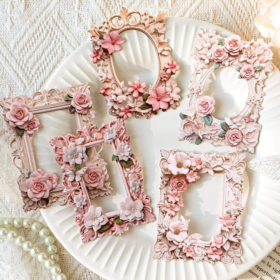 ヴィンテージ カントリー フォトフレーム フラワー ハート y2k 平成レトロ Vintage 80s Heart Ceramic Picture Frame: Roses, Ribbons, Coquette