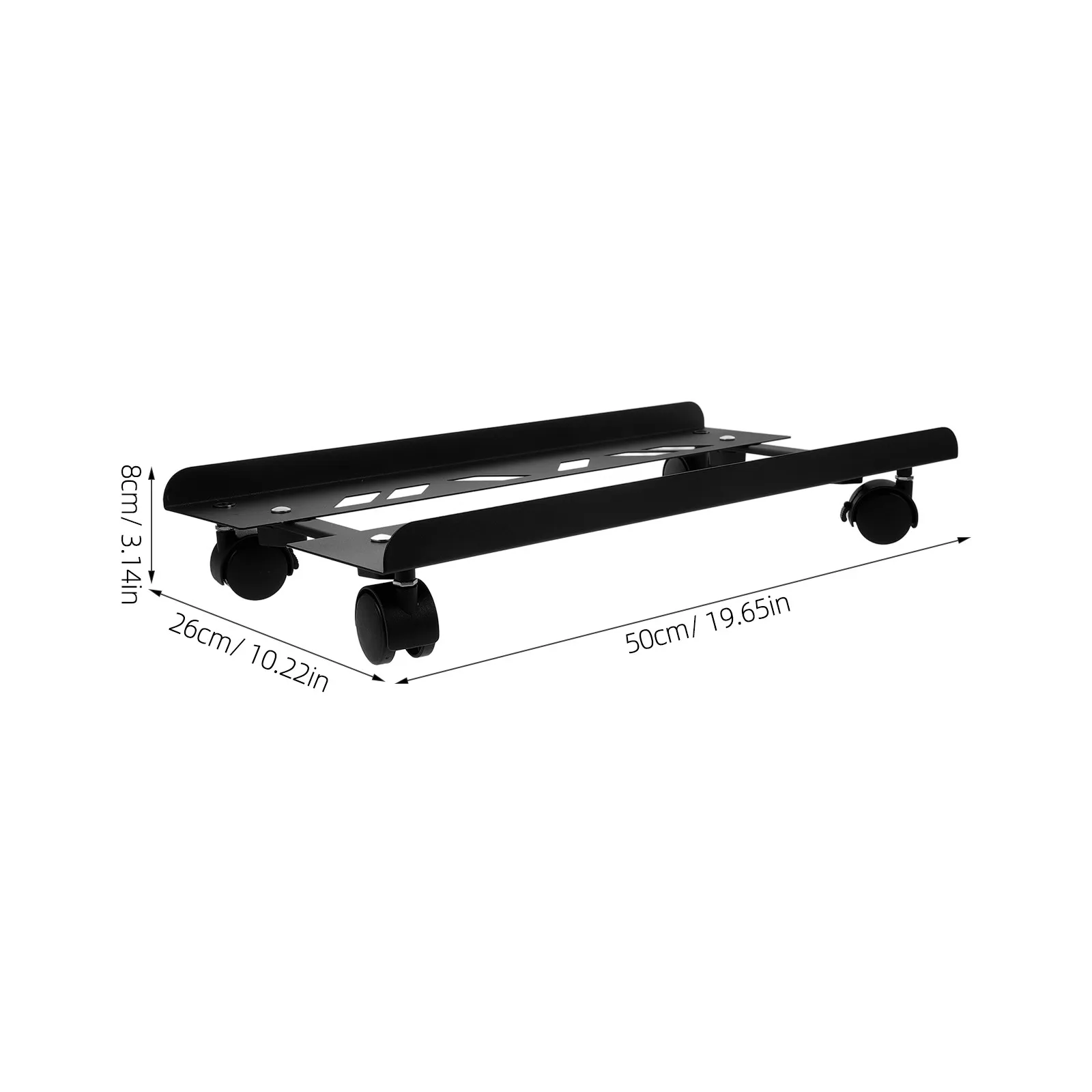 Heavy Duty Rolling CPU Stand for Desktop Tower Cold Rolled Steel Computer Floor Stand with Smooth Edges and 4 Wheels for Home
