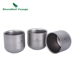 Boundless Voyage 125ml Titanium Beer Tea Cup Double-Layer Anti-scalding Milk Mug Portable Anti-hot Picnic Drinkware Ti3048D