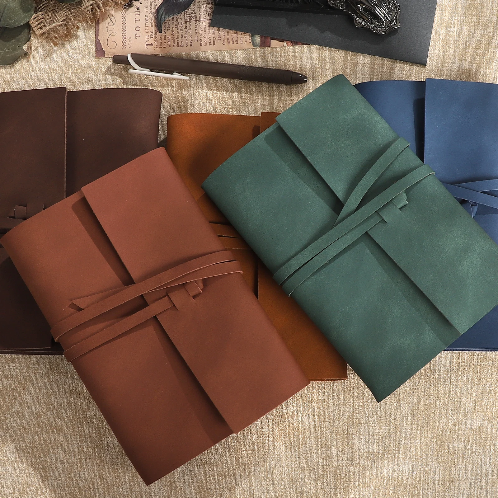 A6 Vintage PU Leather Strap Loose-leaf Notebook Creative DIY Journal Material Collage Student Supplies Stationery - view 5