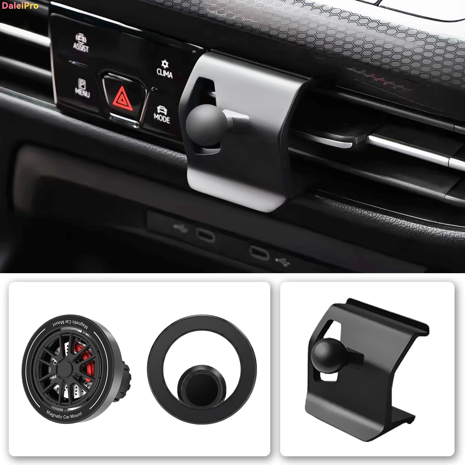 Maßgefertigte Magnetische Handyhalterung mit Luftstromkühlung für VW Golf 8 MK8 2021 2022 2023-2026, 360° Drehbar ° Schwenkbarer Halterungssockel – Detail 5