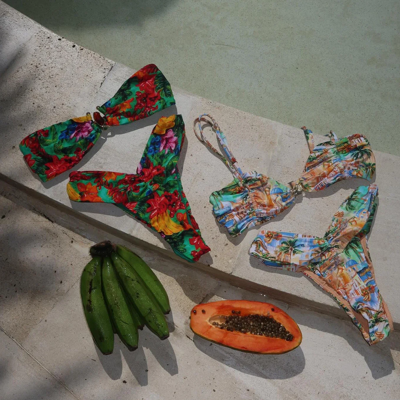 

2025 Bandeau Biquini Women Sexy Bikini Push Up Swimsuit Female Swimwear Floral Printed Swim Suit Halter Bathingsuit Beachwear