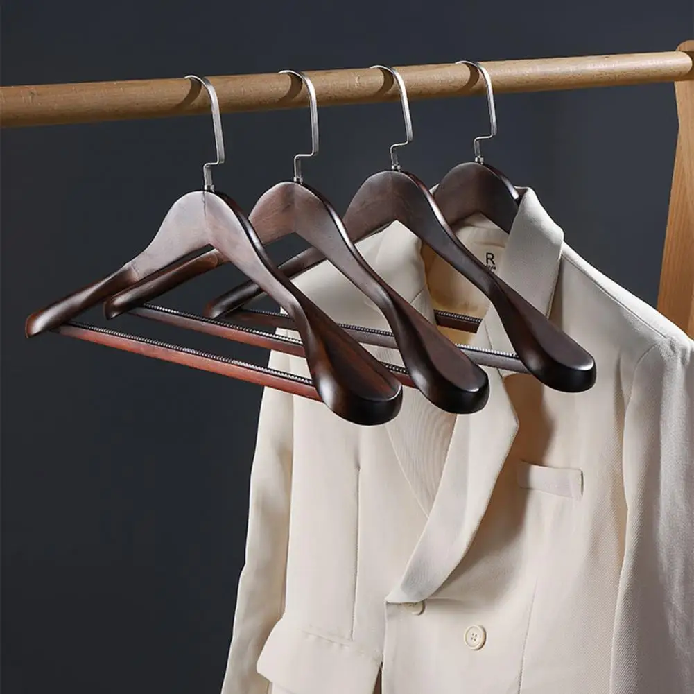 Clothes Hanger Bulge-free Wide Shoulder Coat Hanger With Sturdy Hook Natural Wood Non-slip Bedroom Closet Organizer For Home