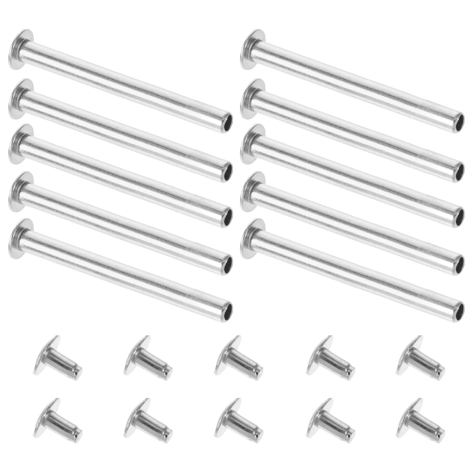 10Sets Handheld Fan Shaft Rivets Repair Kit DIY Folding Fan Fastener Silver Round Cap 30Mm Bamboo Accessories Rivet Pins
